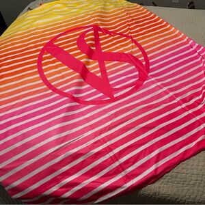 Victoria's Secret Pink, yellow and orange striped beach blanket